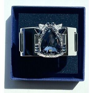 Swarovski Shogun Bracelet Bangle Palladium Plated Smokey Blue White Crystal